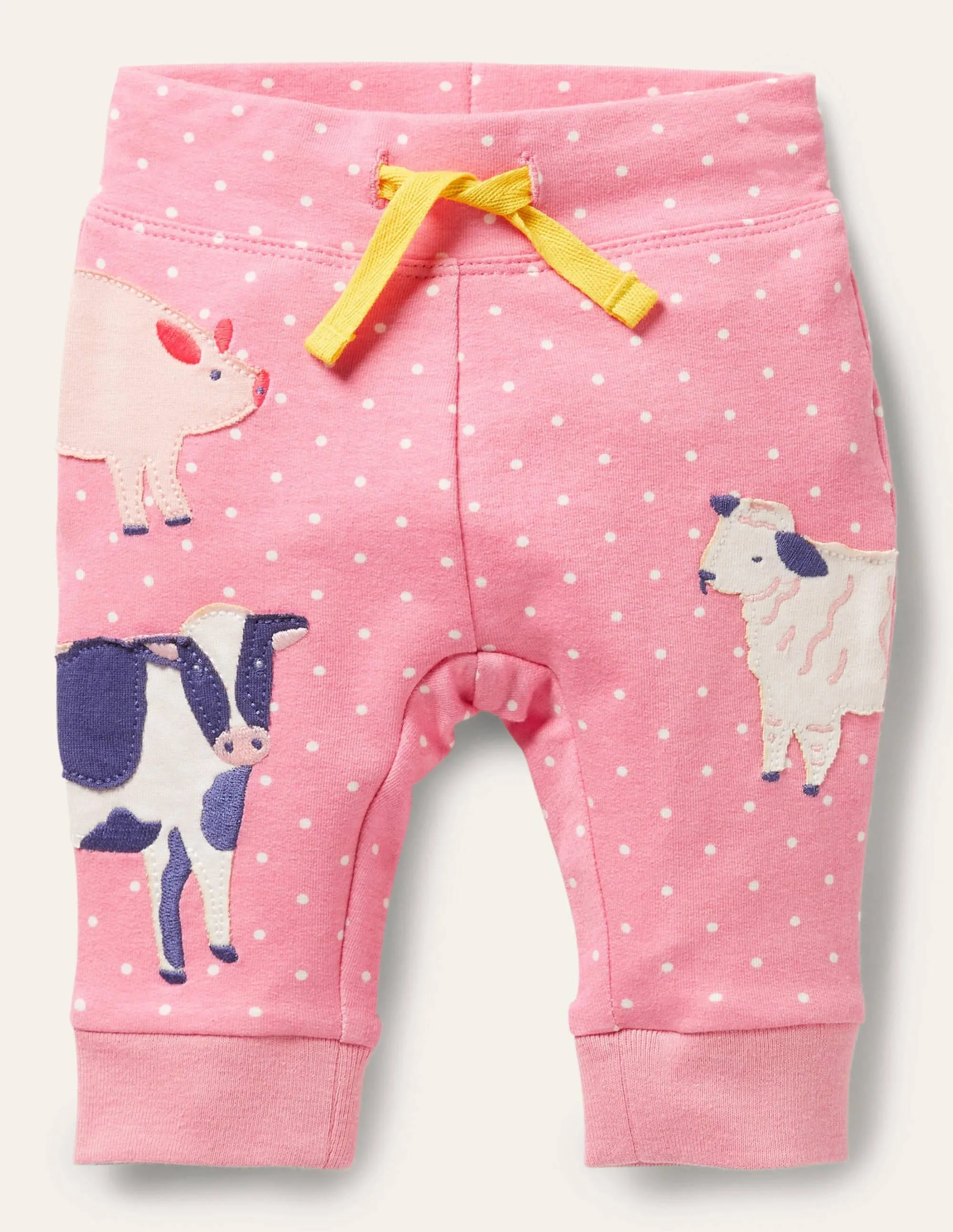 Appliqué Jersey Trousers-Bright Petal Pin Spot Animals