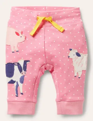 Appliqué Jersey Trousers-Bright Petal Pin Spot Animals
