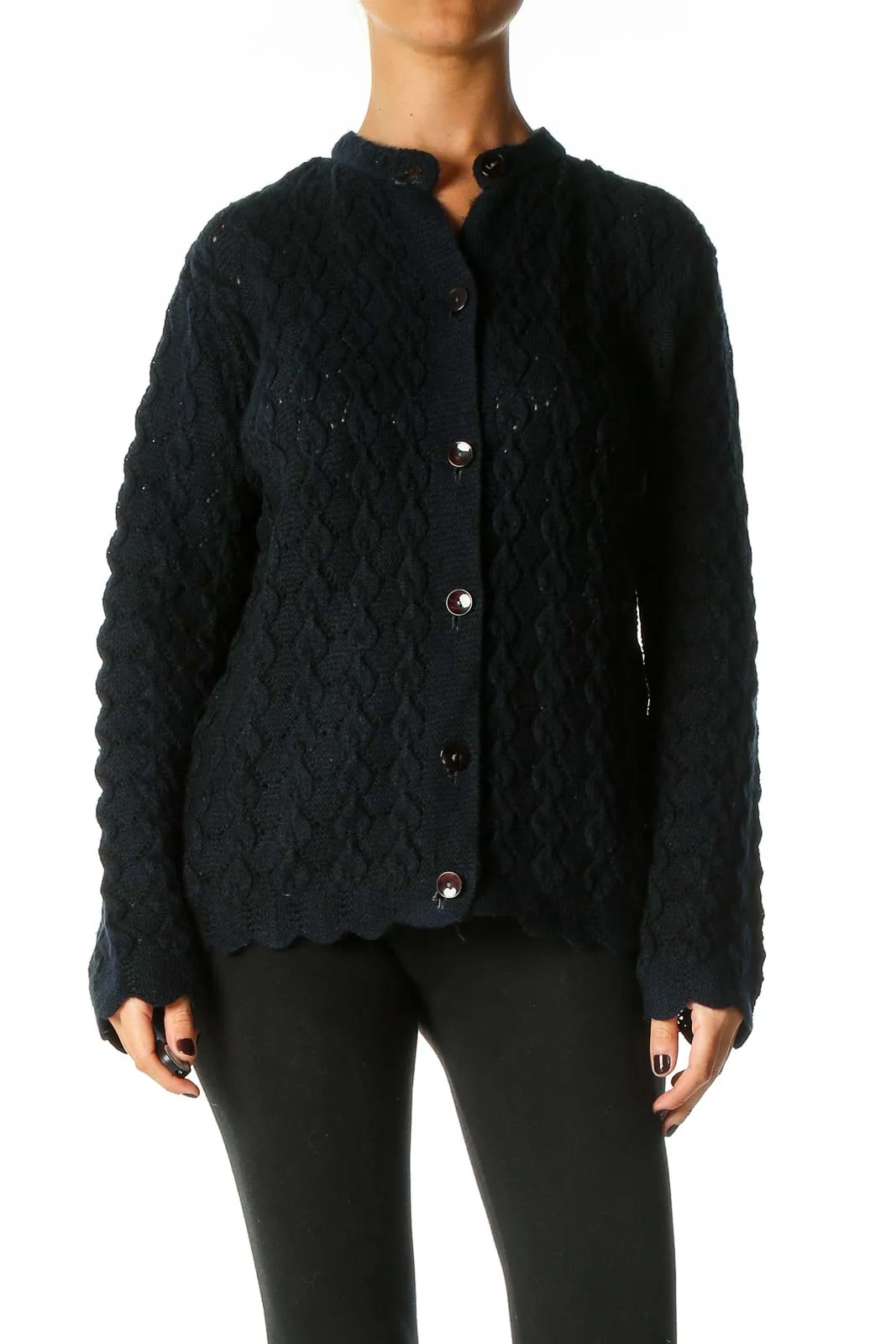 Blue Textured Cardigan
