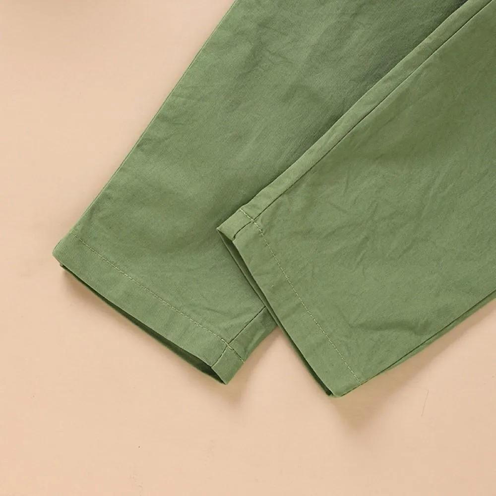 Boys Pocket Spomekids Letter Pattern Green Causal Pants Wholesale Boy Boutique Clothing