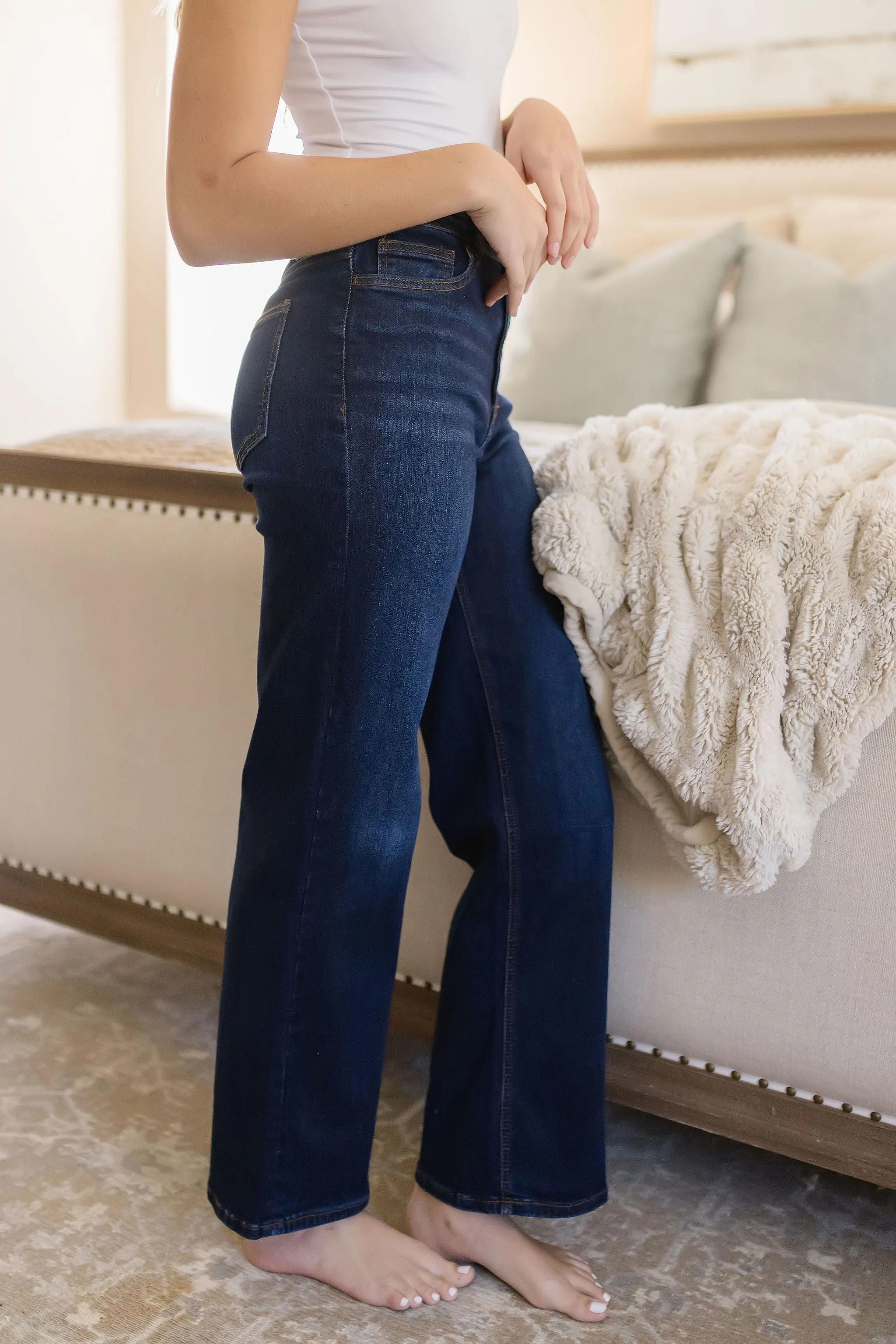 Brooklyn High Rise Wide Leg Jeans Dark Wash