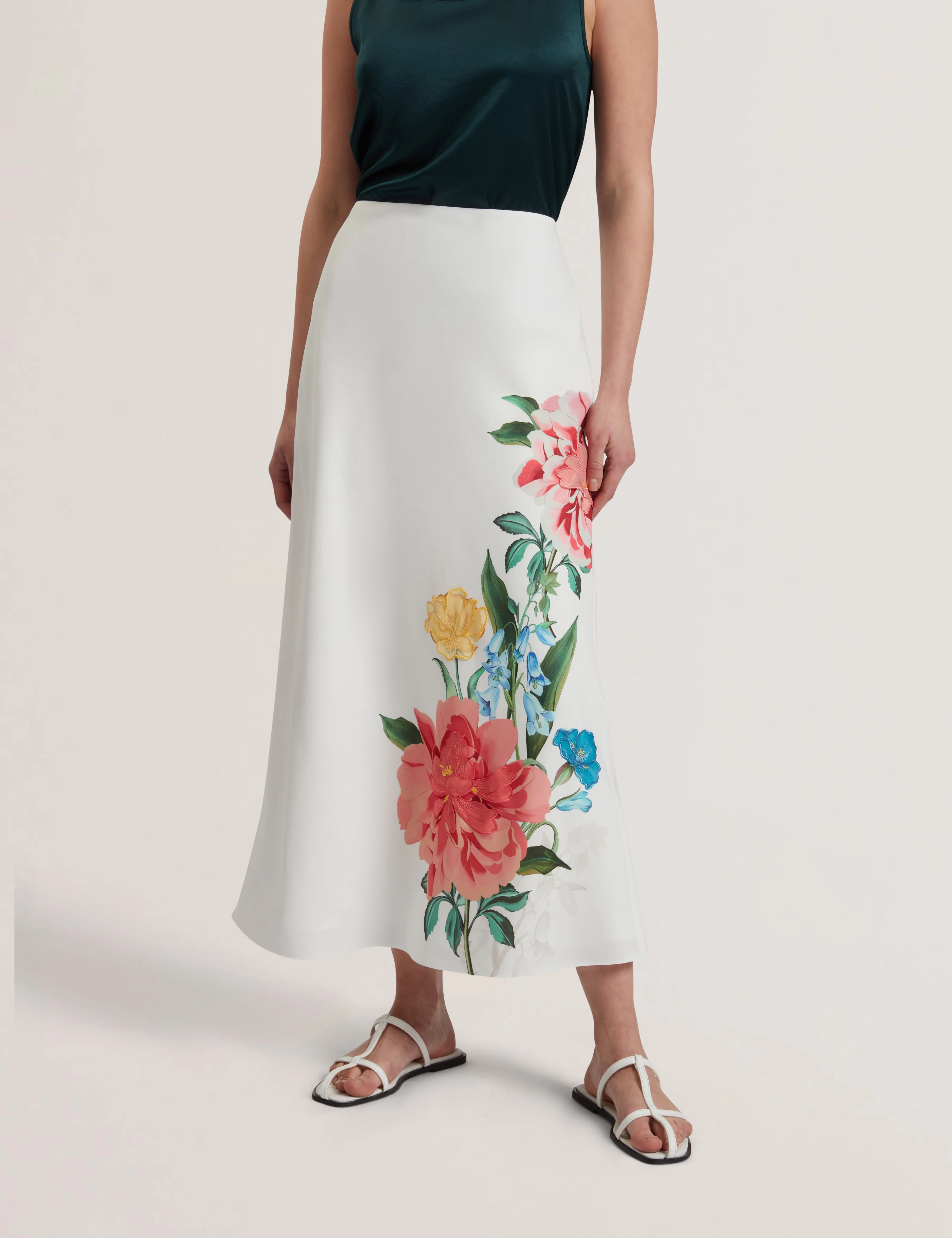Casla Printed Column Maxi Skirt White
