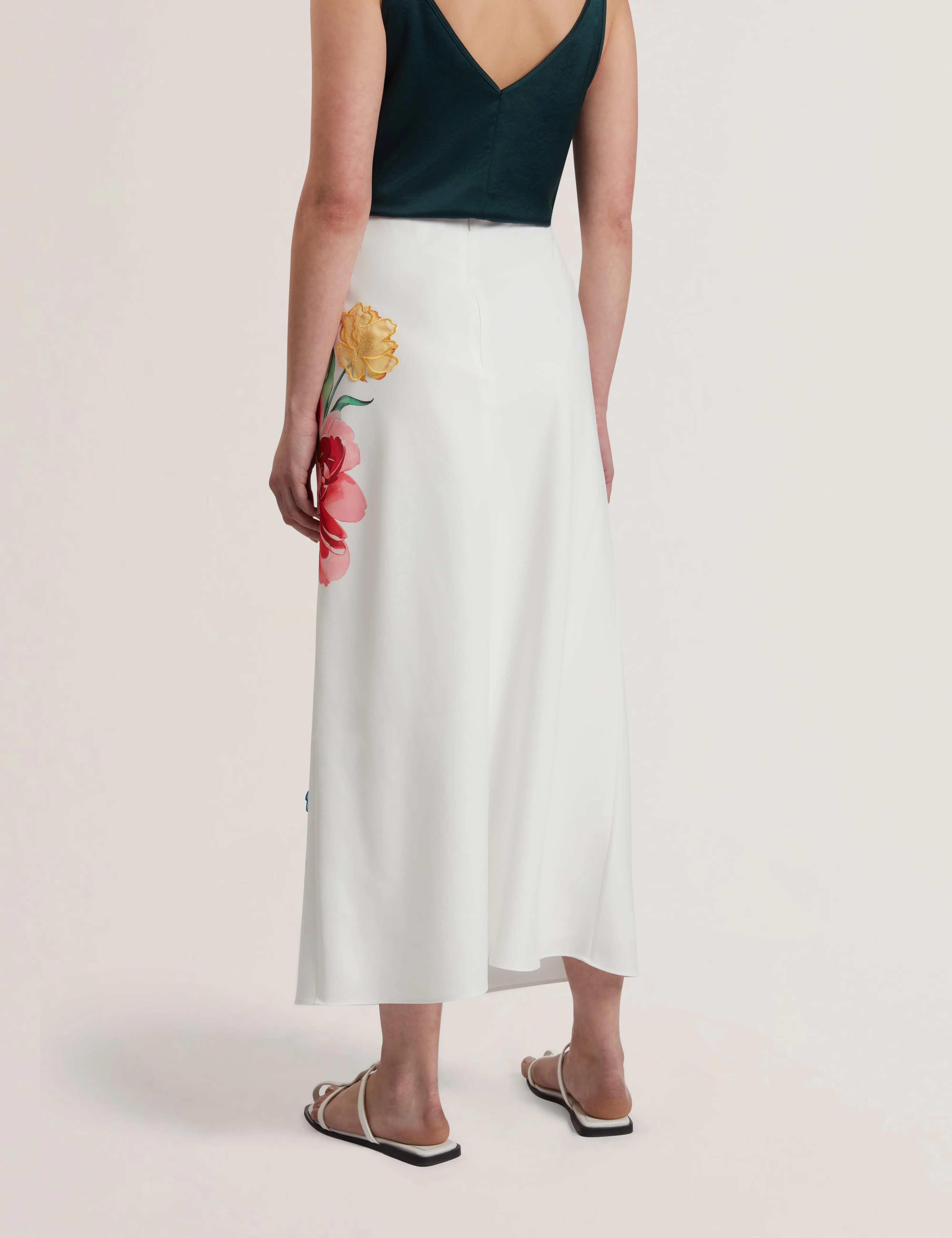 Casla Printed Column Maxi Skirt White