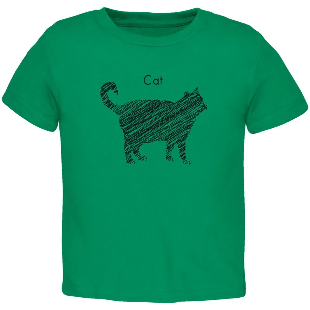 Cat Scribble Drawing Orange Toddler T-Shirt