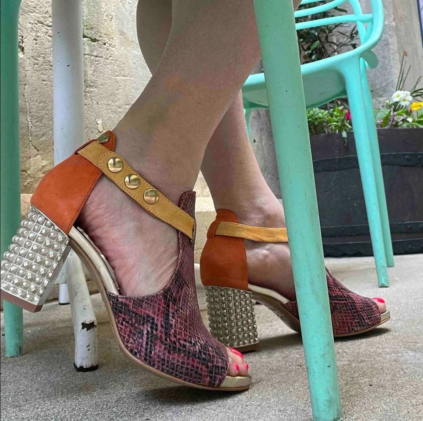 Chanii B "Rayon" Coral/Snk - Heeled Sandal