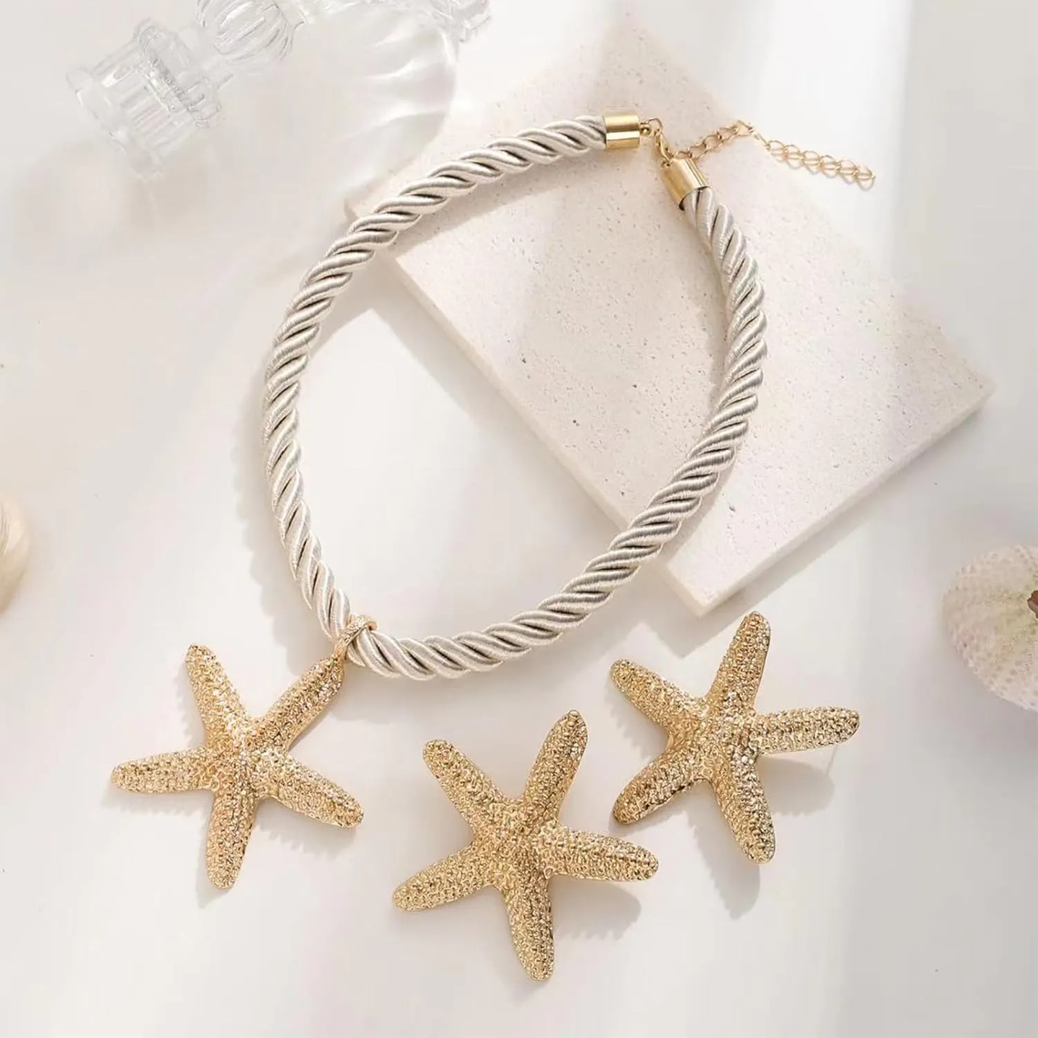 choice of all Beach Starfish Seashell Necklace Adjustable Chain Lightweight Jewelry for Women Summer Vacation Beach Vacation Essentials