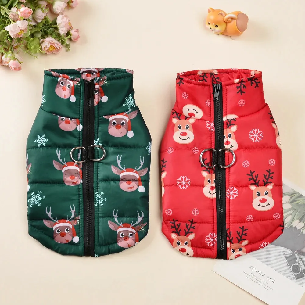 Christmas Dog Jacket - Winter Santa Claus Coat for Small Dogs