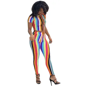 Colorful Strippes Fitting Top and Pants #Striped #Colorful