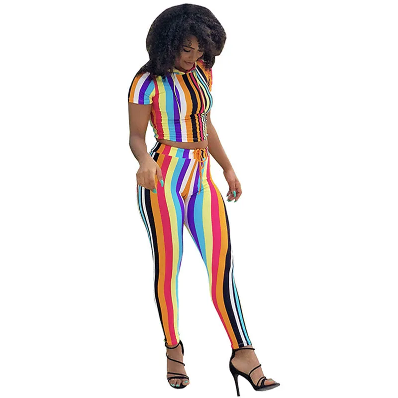 Colorful Strippes Fitting Top and Pants #Striped #Colorful