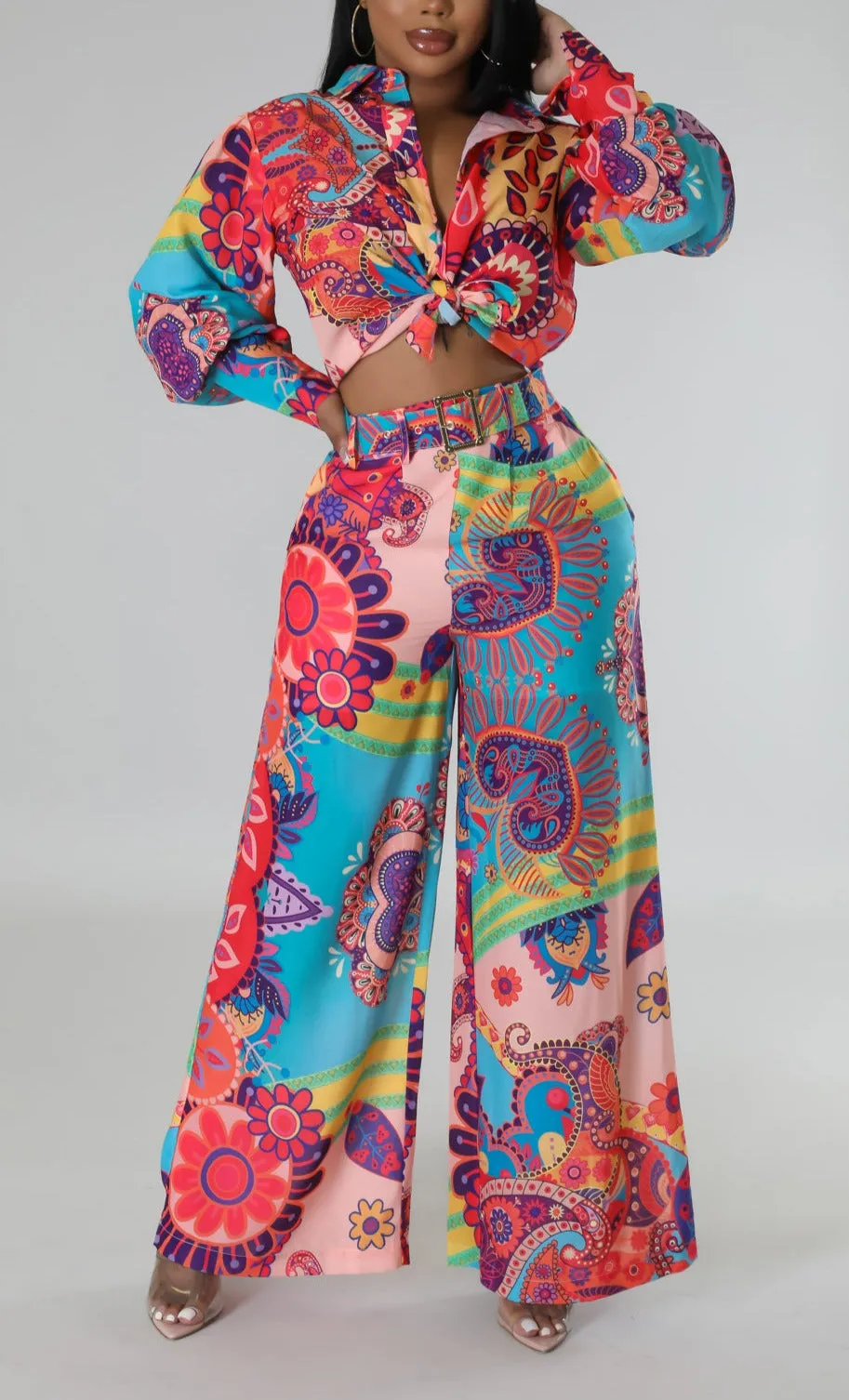 Colorful Two Piece Pants Set