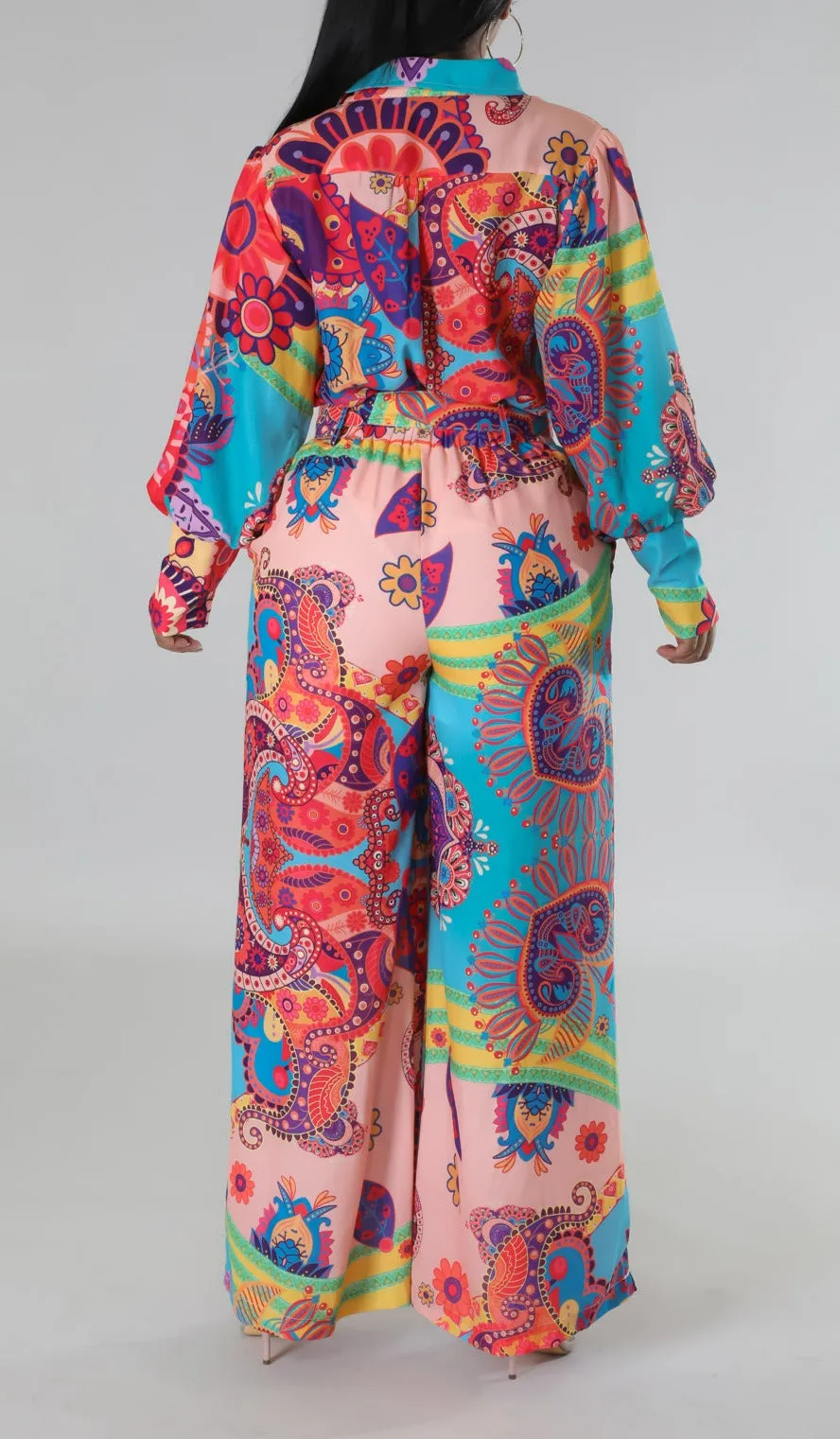 Colorful Two Piece Pants Set