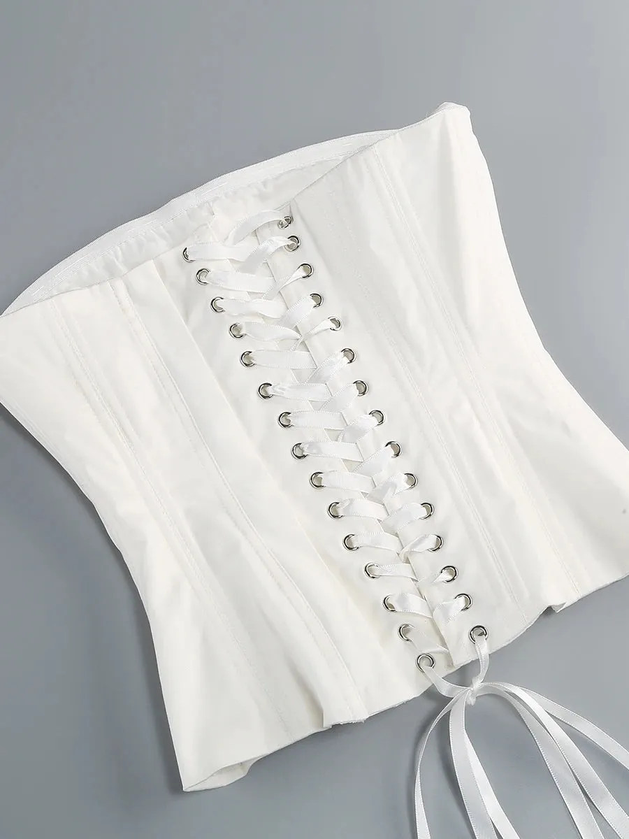 Corset Top And 3d Flower Micro Skirt Set