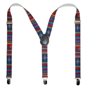 CTM® Women's Elastic Aztec Pattern Clip-End Suspenders