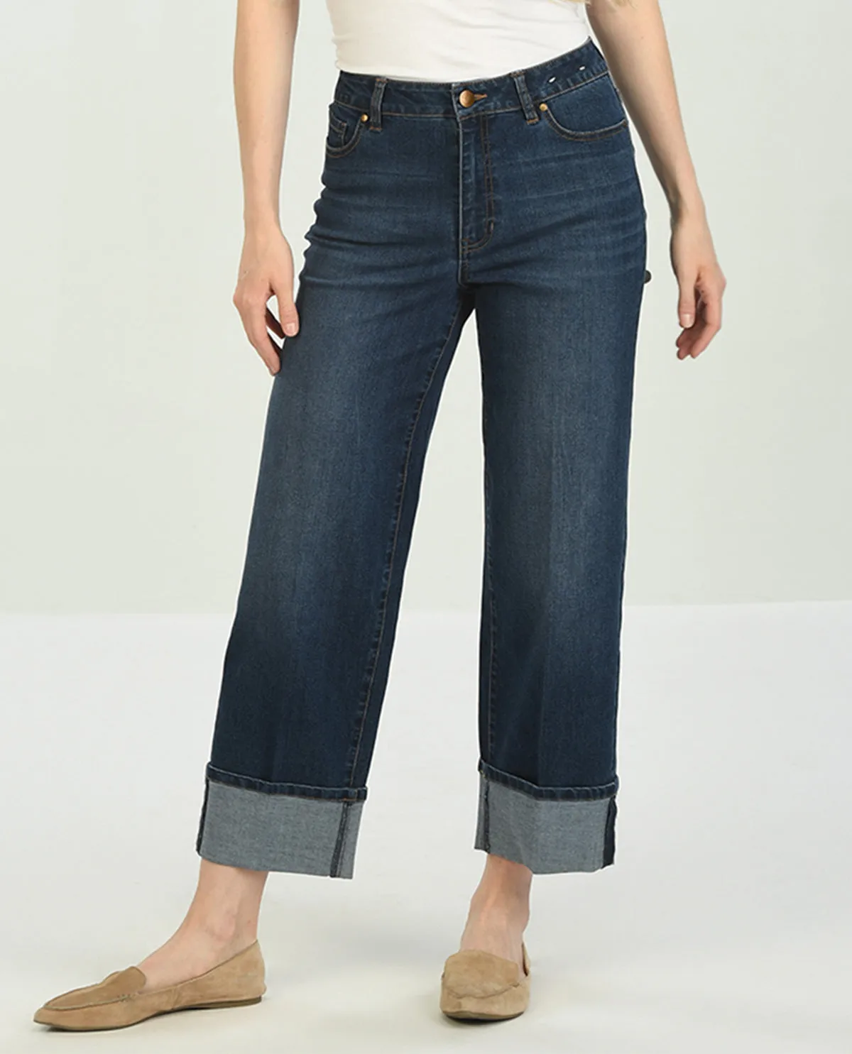 D Jeans Wide Leg Ankle Jean with Cuff