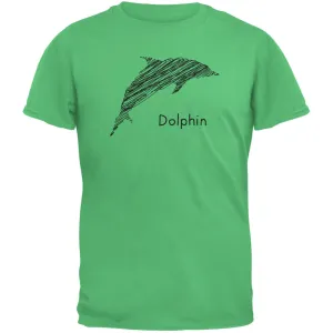 Dolphin Scribble Drawing Irish Green Youth T-Shirt