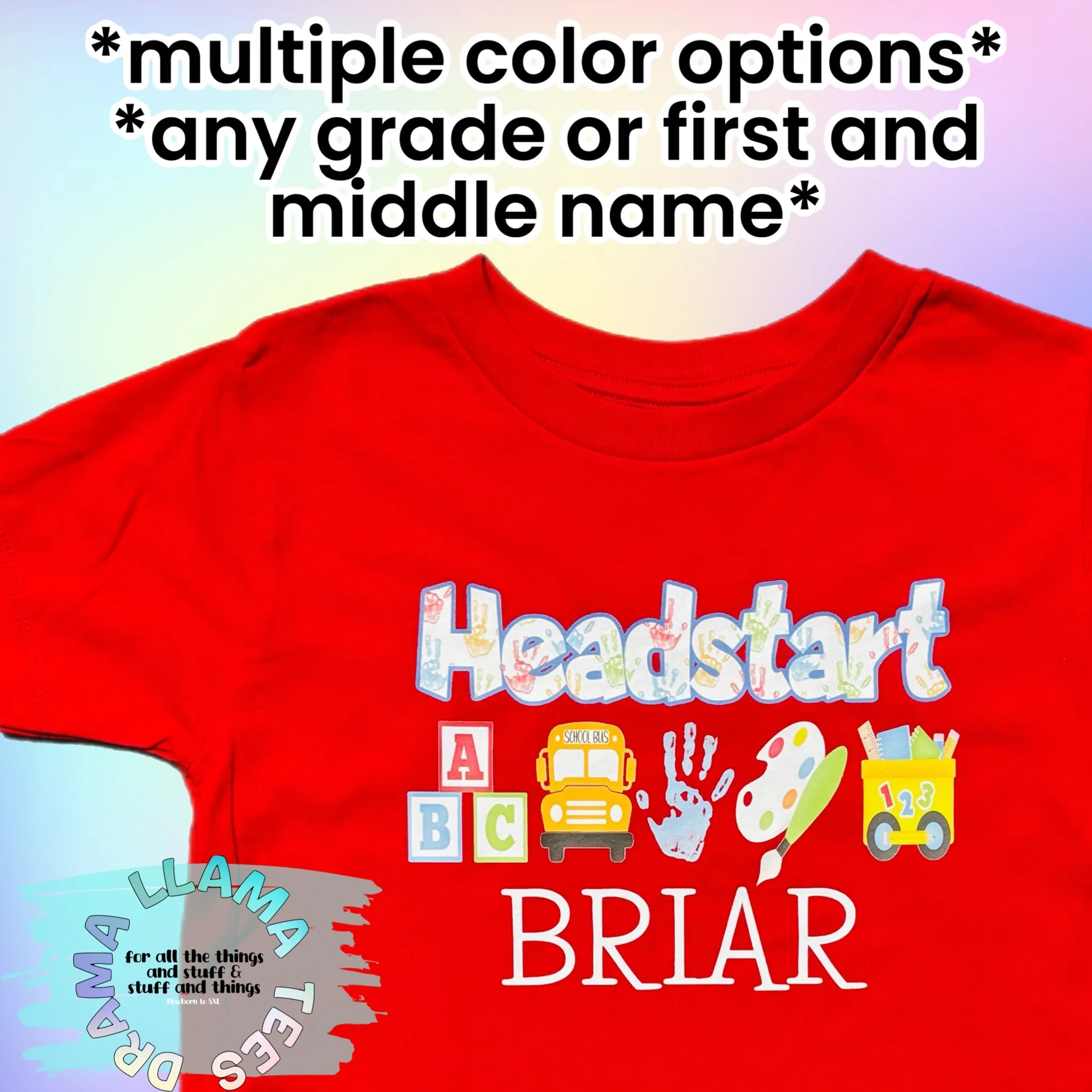 Drama Llama Original Back to School Headstart Tees *multiple color options*