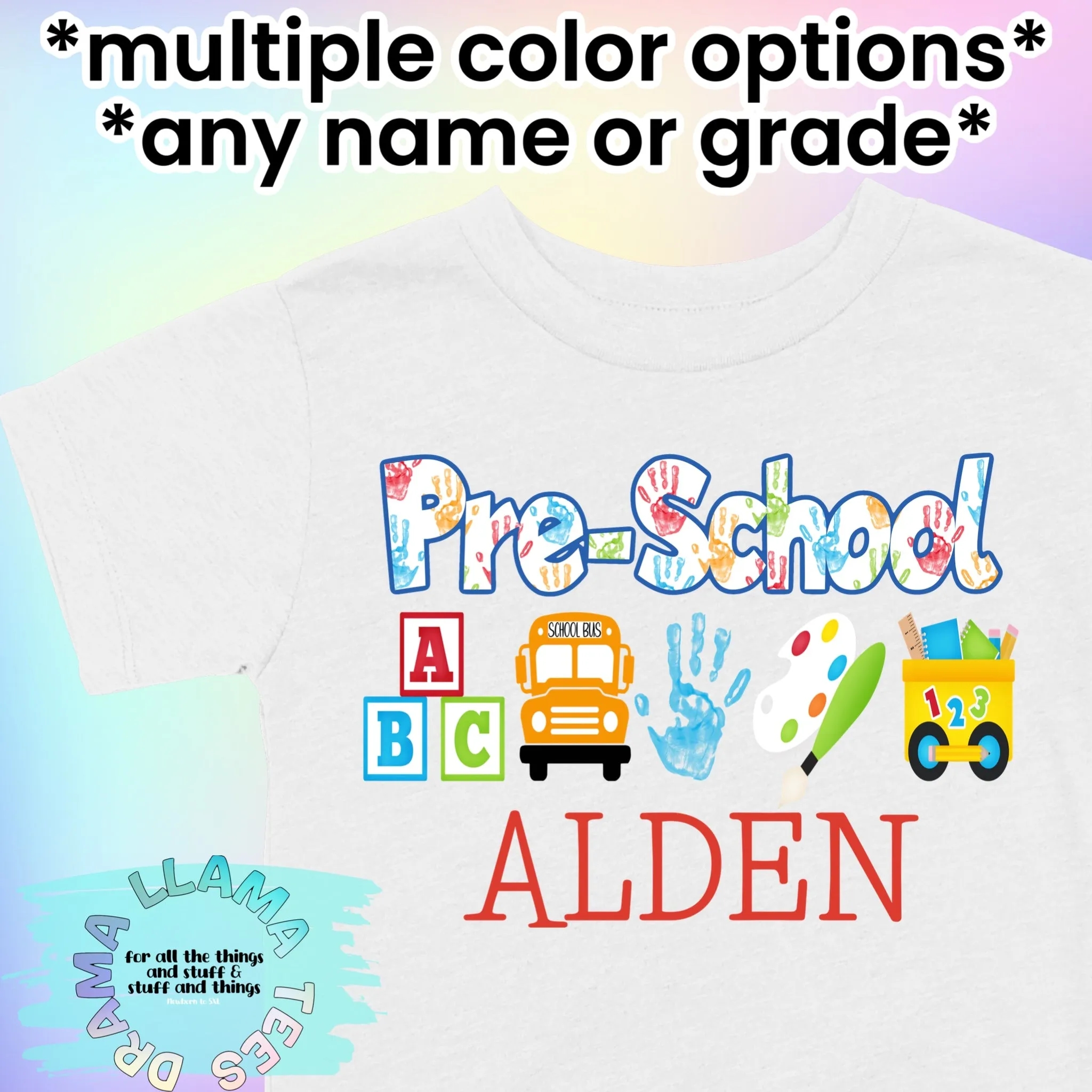 Drama Llama Original Back to School Pre-School Tees *multiple color options*