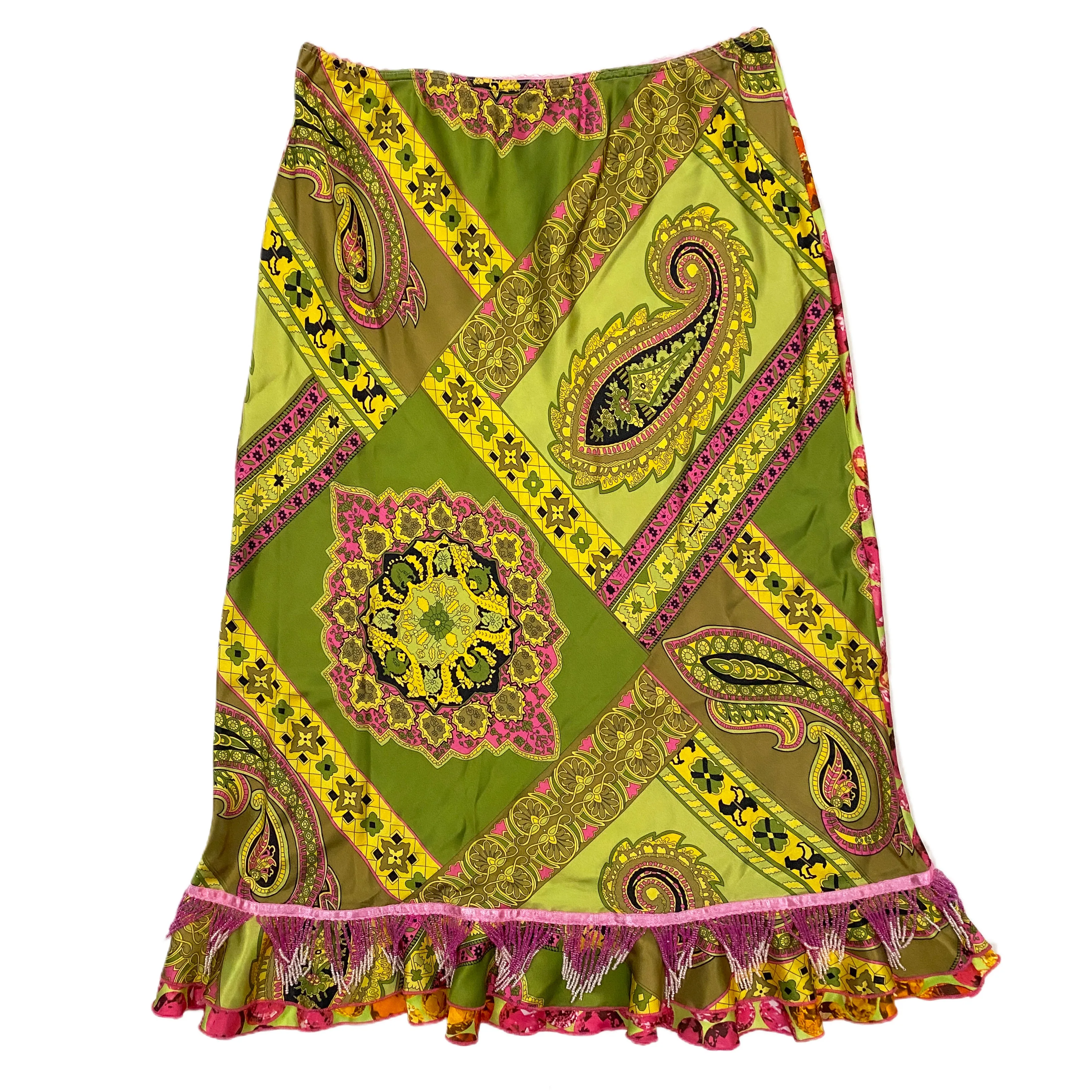 Funky Beaded Hem Midi Skirt (S)