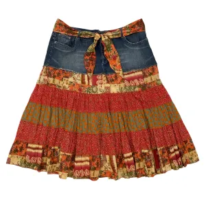 Funky Denim Tiered Midi Skirt (2X)