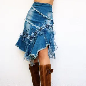 Funky Embellished Denim Skirt