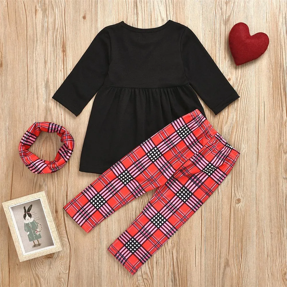 Girls Heart Long Sleeve Top & Printed Pants & Scarf Kids Apparel Wholesalers