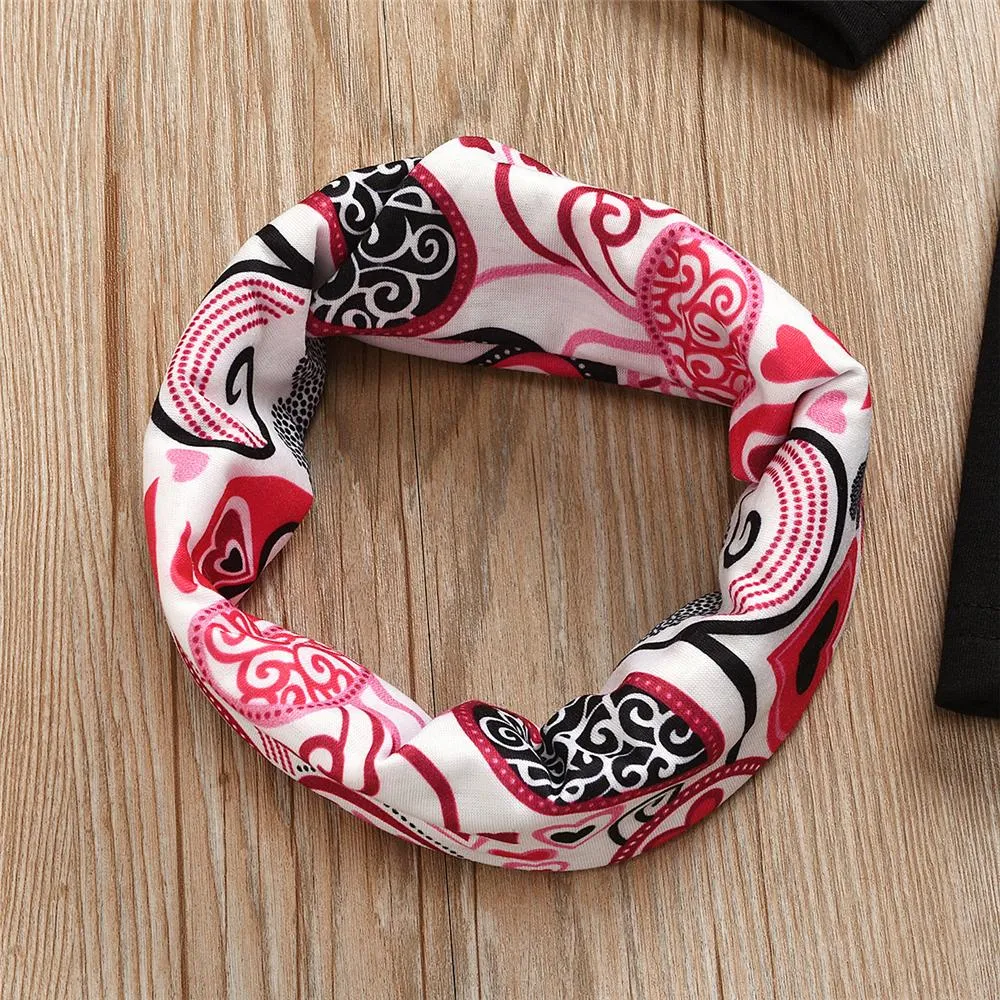 Girls Heart Long Sleeve Top & Printed Pants & Scarf Kids Apparel Wholesalers