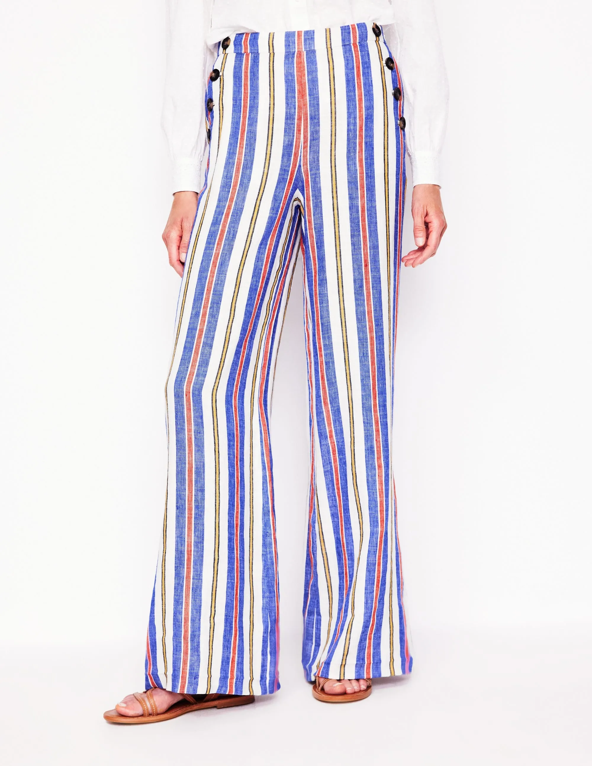 Greenwich Sailor Trousers-Bright Blue and Brown Stripe