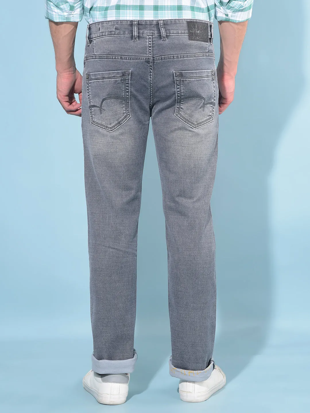 Grey Straight Cotton Jeans