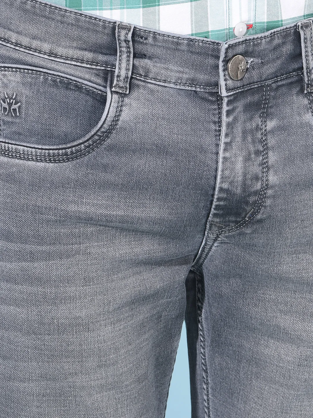 Grey Straight Cotton Jeans