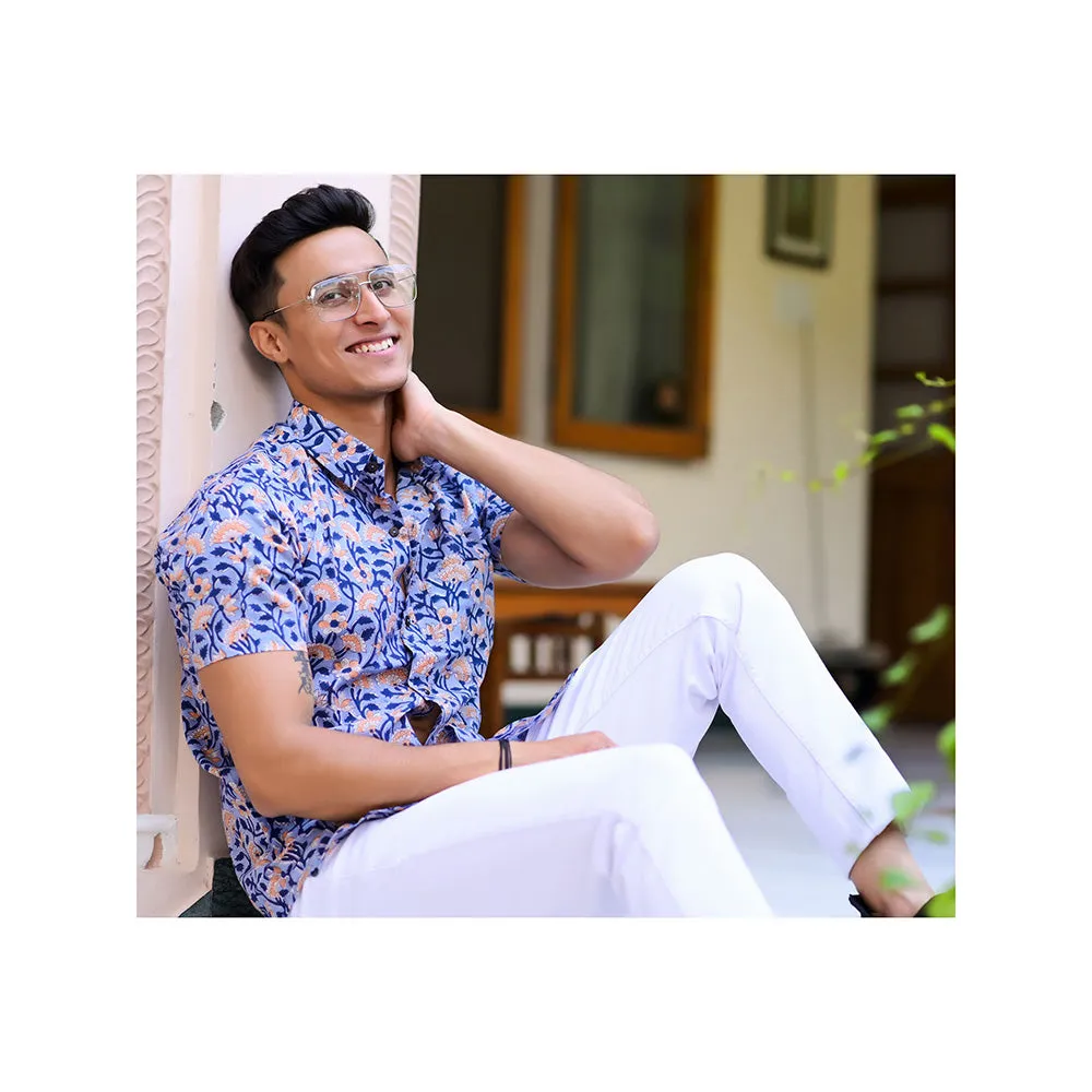 Hatheli Pure Handblock Flower Patterned Shirt
