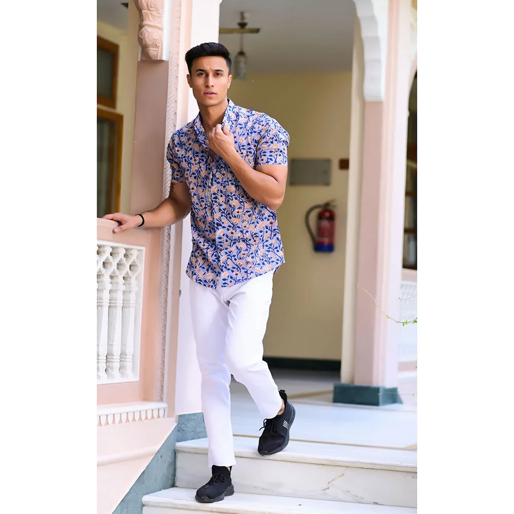 Hatheli Pure Handblock Flower Patterned Shirt