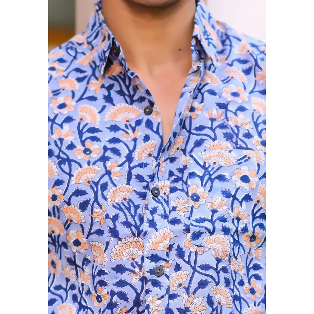 Hatheli Pure Handblock Flower Patterned Shirt