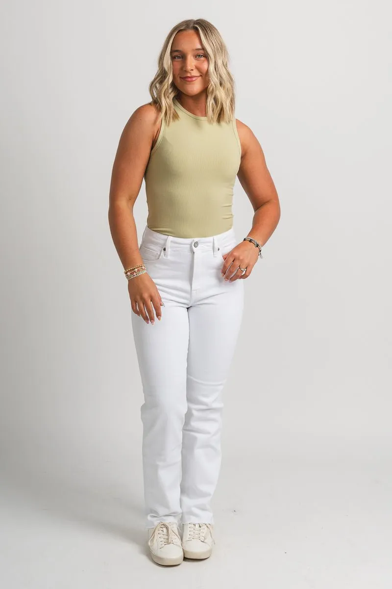 Hidden Tracey high rise straight leg jeans white