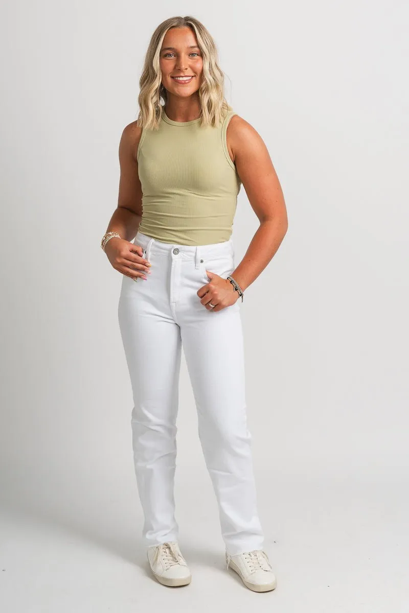 Hidden Tracey high rise straight leg jeans white