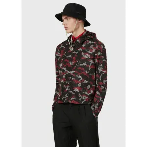 HOODED, ZIPPED BLOUSON WITH JACQUARD WAVE MOTIF