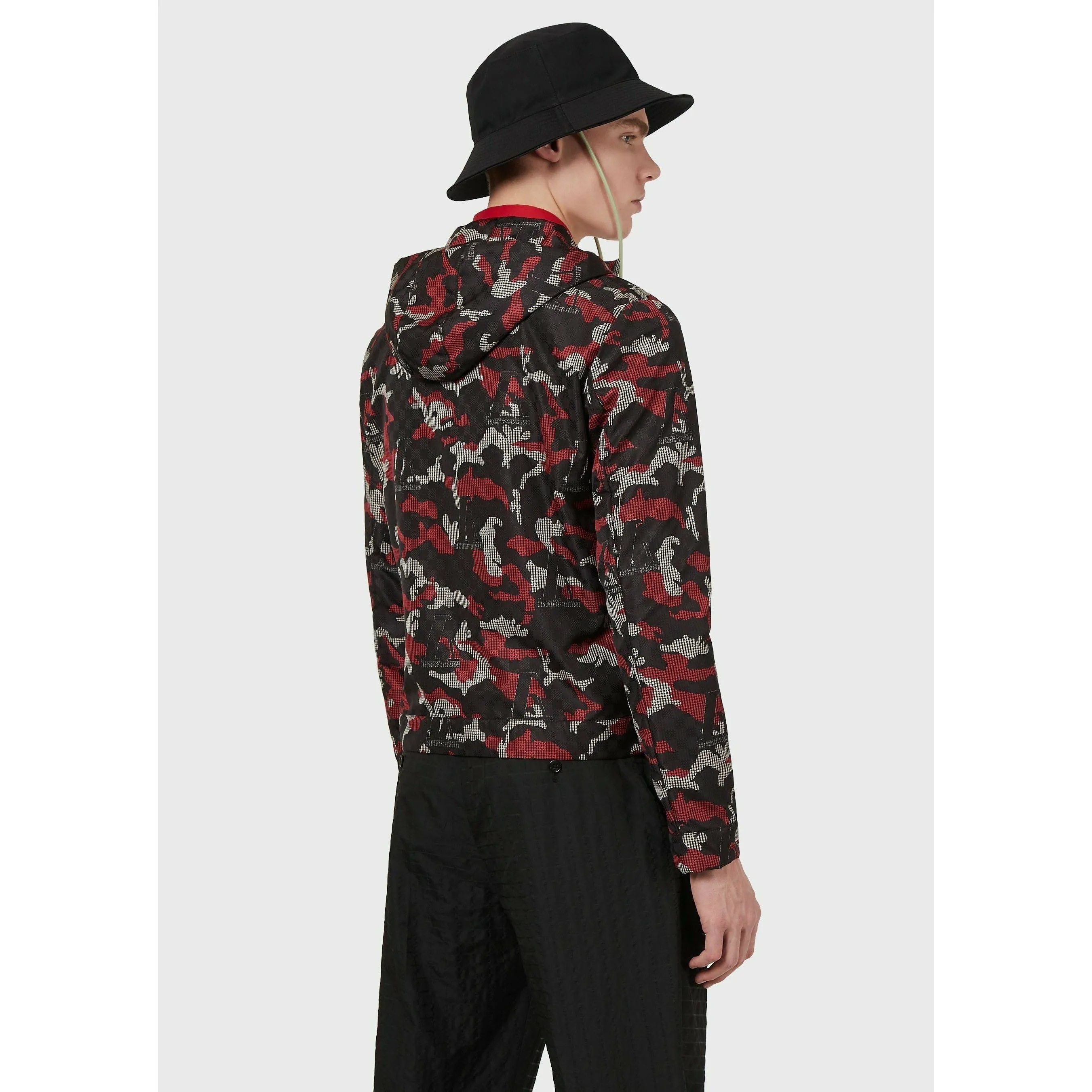 HOODED, ZIPPED BLOUSON WITH JACQUARD WAVE MOTIF