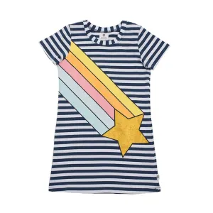 Hoot Kid - Rainbow Galaxy Dress - Navy Stripe