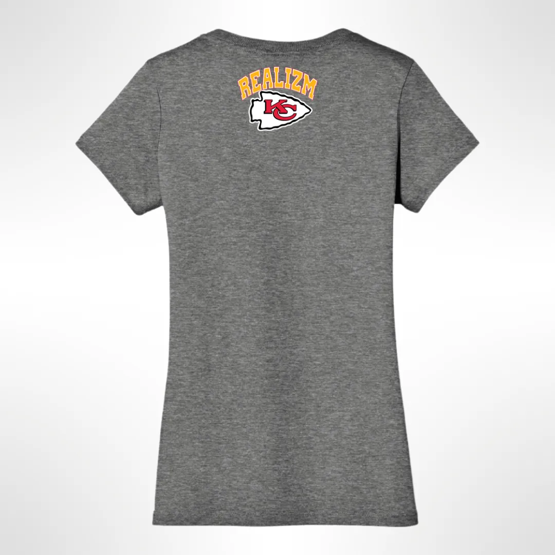 Ladies Kickin Ass Football V-neck (Kansas City)