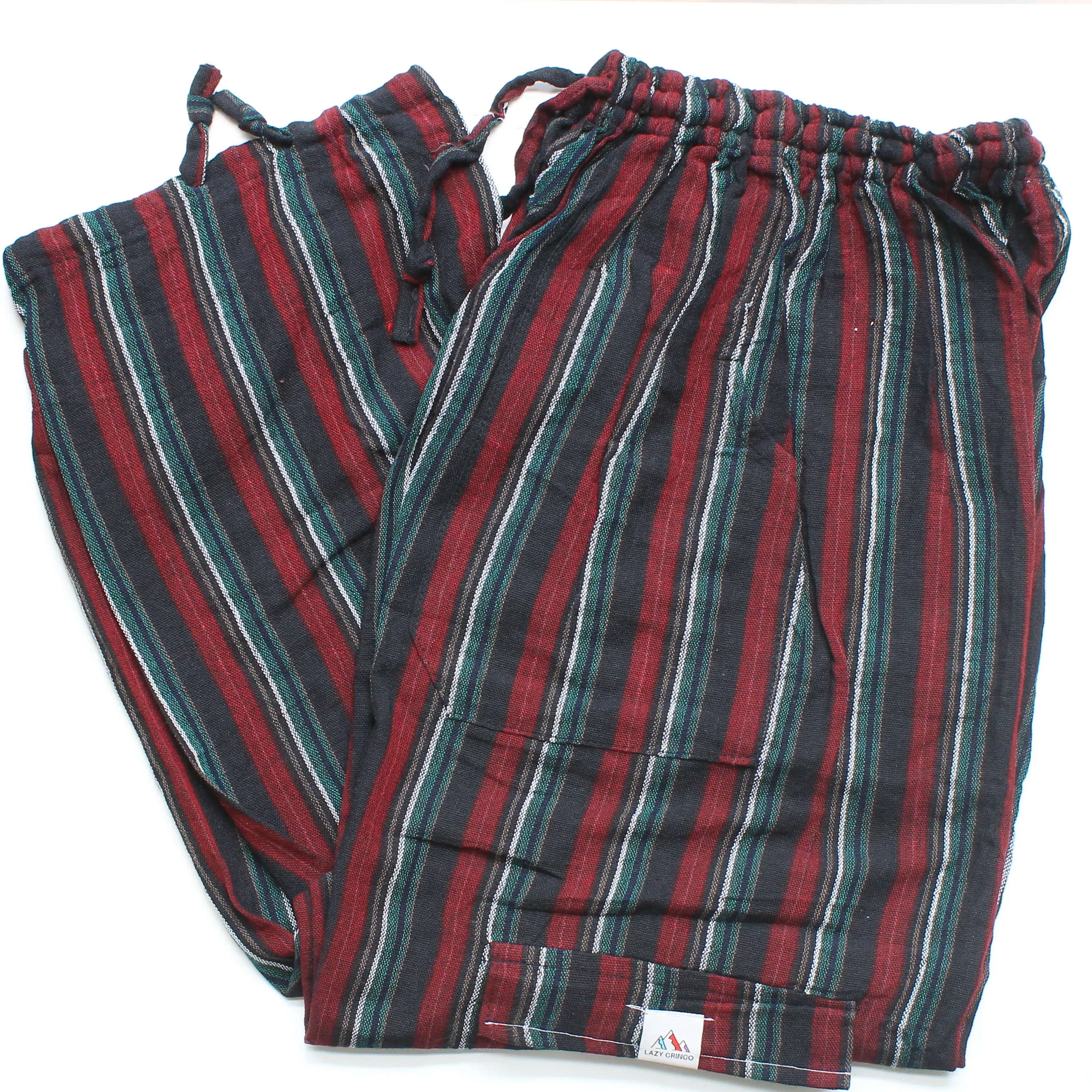 (Large) Crimsony with some Black, Green and White Stripes 0211