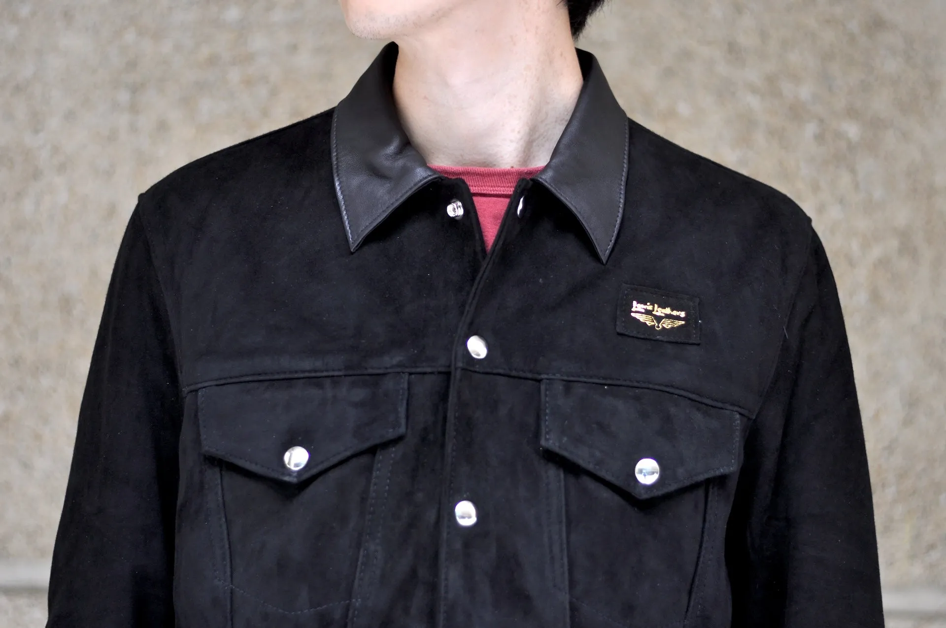 Lewis Leathers 988 Sheepskin Suede Western Jacket (Black)