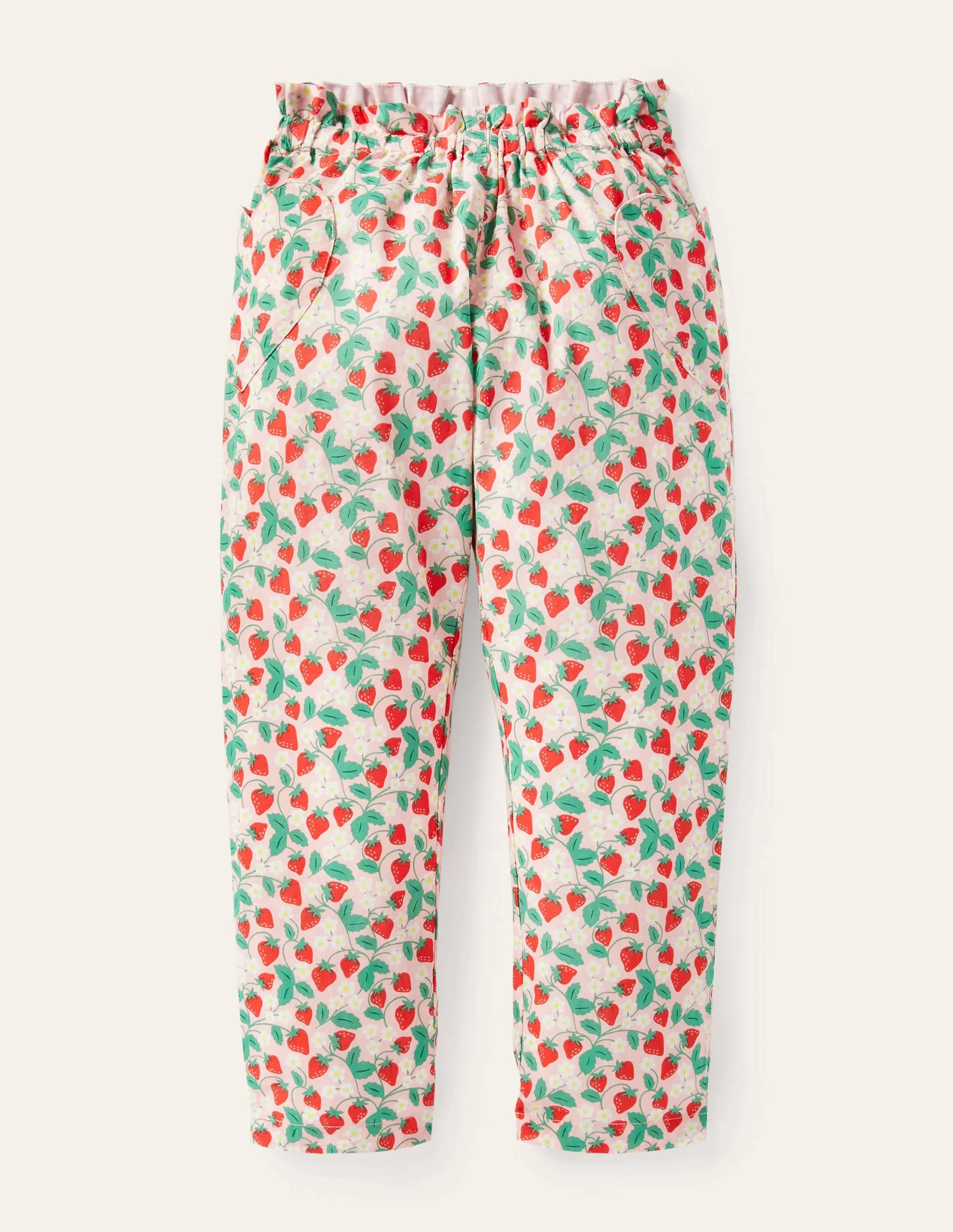 Lightweight Printed Trouser-Boto Pink Strawberry Ditsy