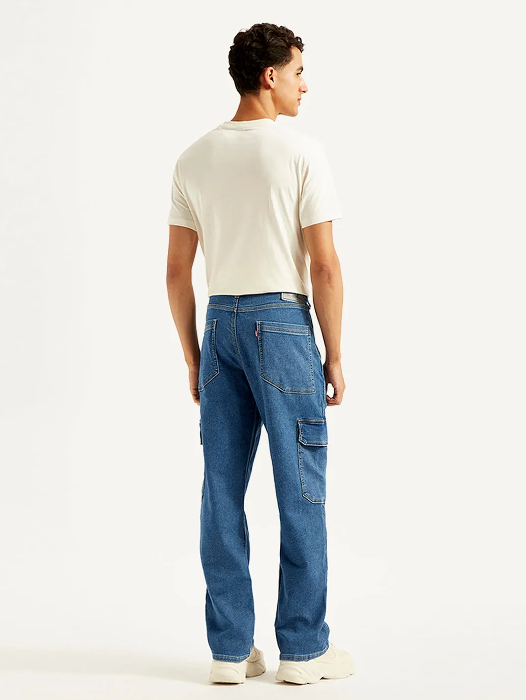 Men's 568 Blue Loose Straight Mid Rise Cargo Jeans