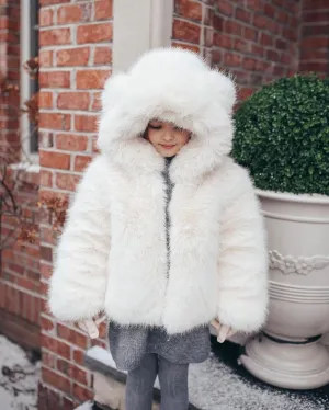 MI LOVES SIGNATURE SYNTHETIC Little Bear Bomber jacket in Ivory.