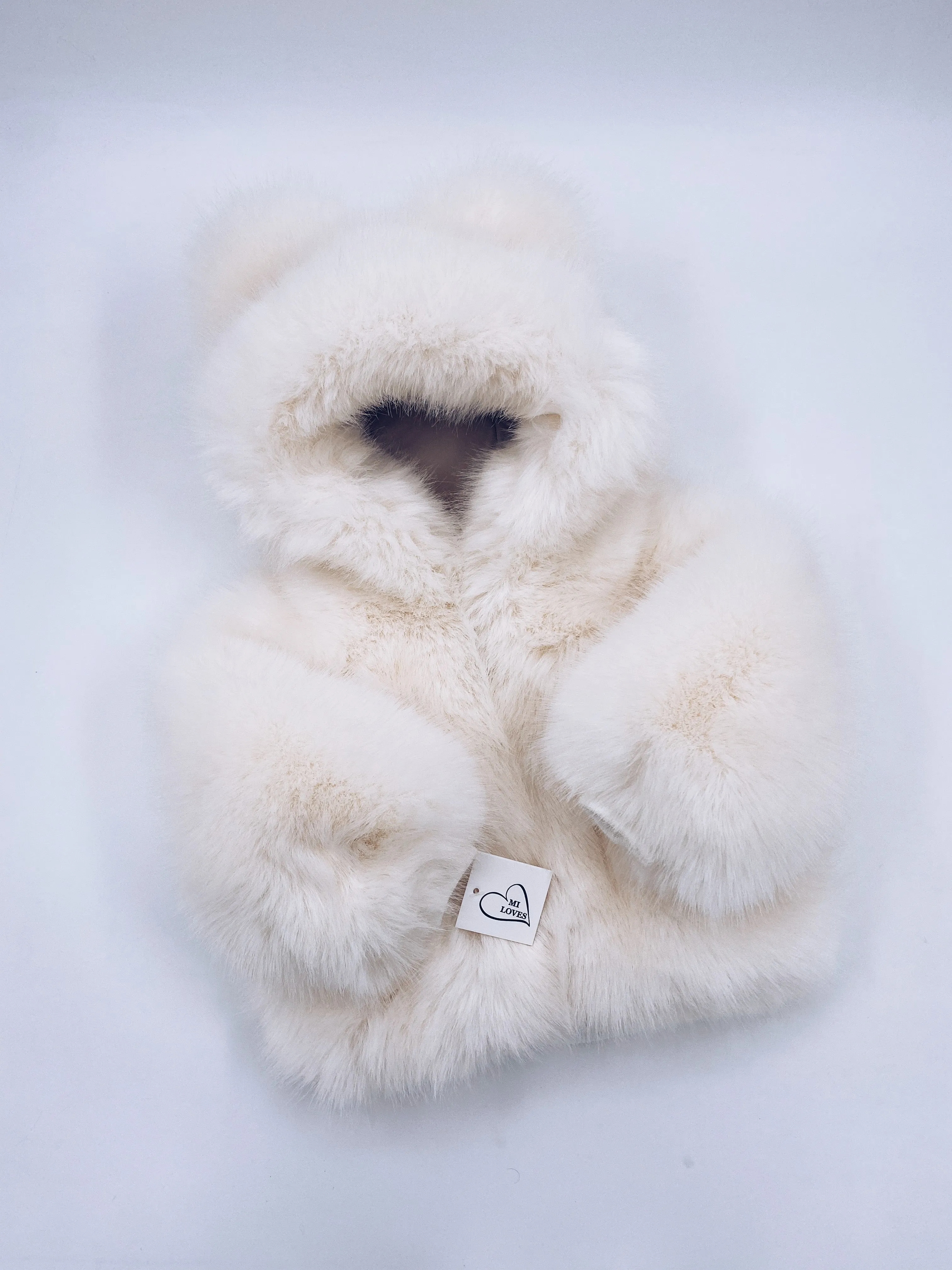 MI LOVES SIGNATURE SYNTHETIC Little Bear Bomber jacket in Ivory.