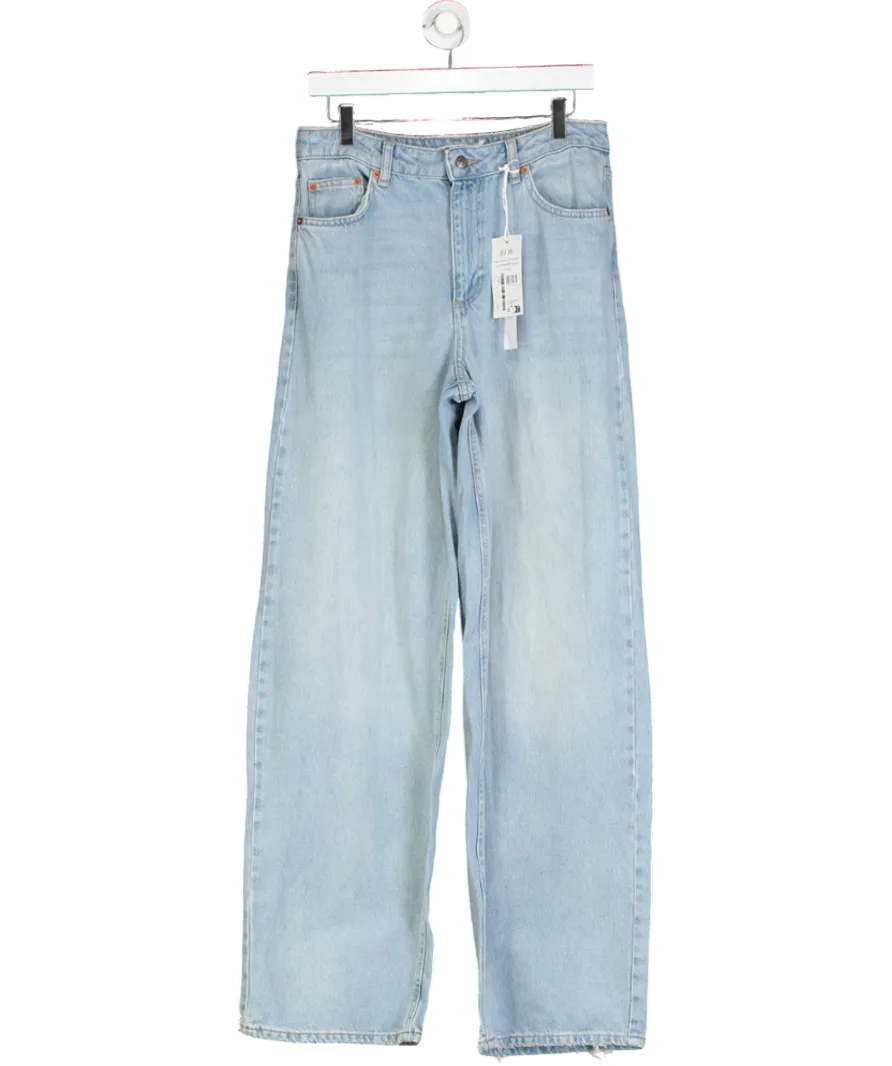 NA-KD Blue Loose Waist Long Jeans UK 8