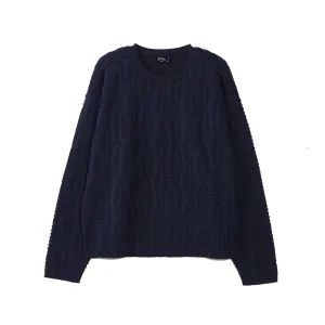 Navy Fish Scale Textured Sweater