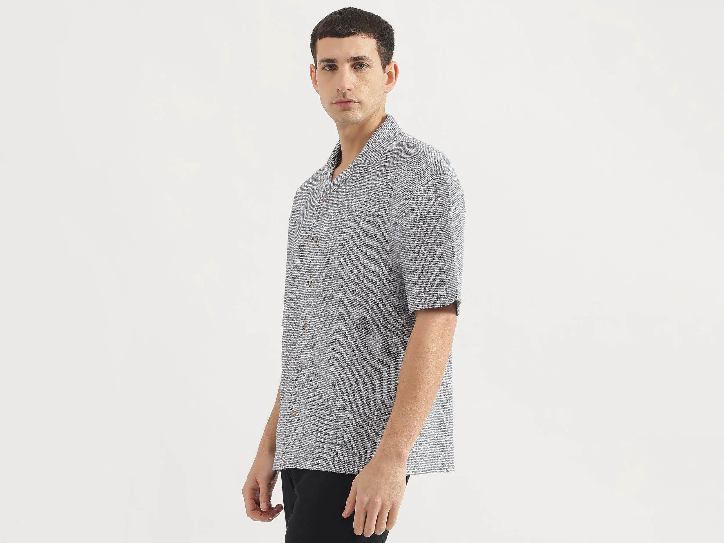 Oversized Fit Cuban Collar Patterned Shirt