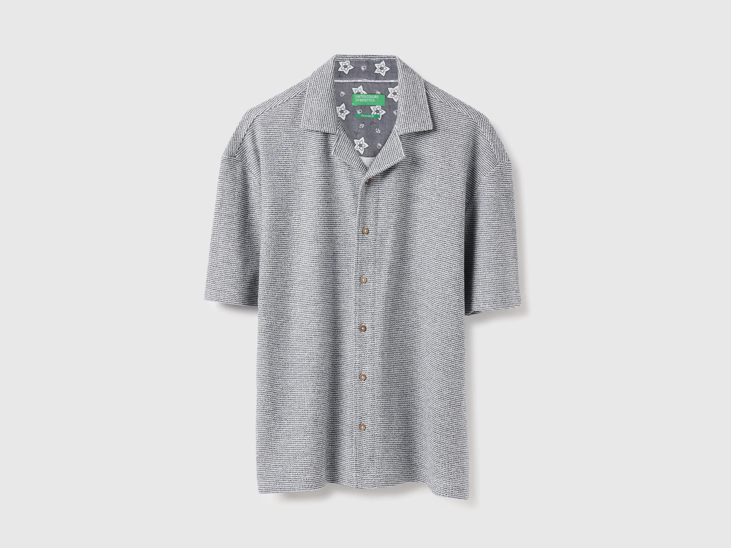 Oversized Fit Cuban Collar Patterned Shirt