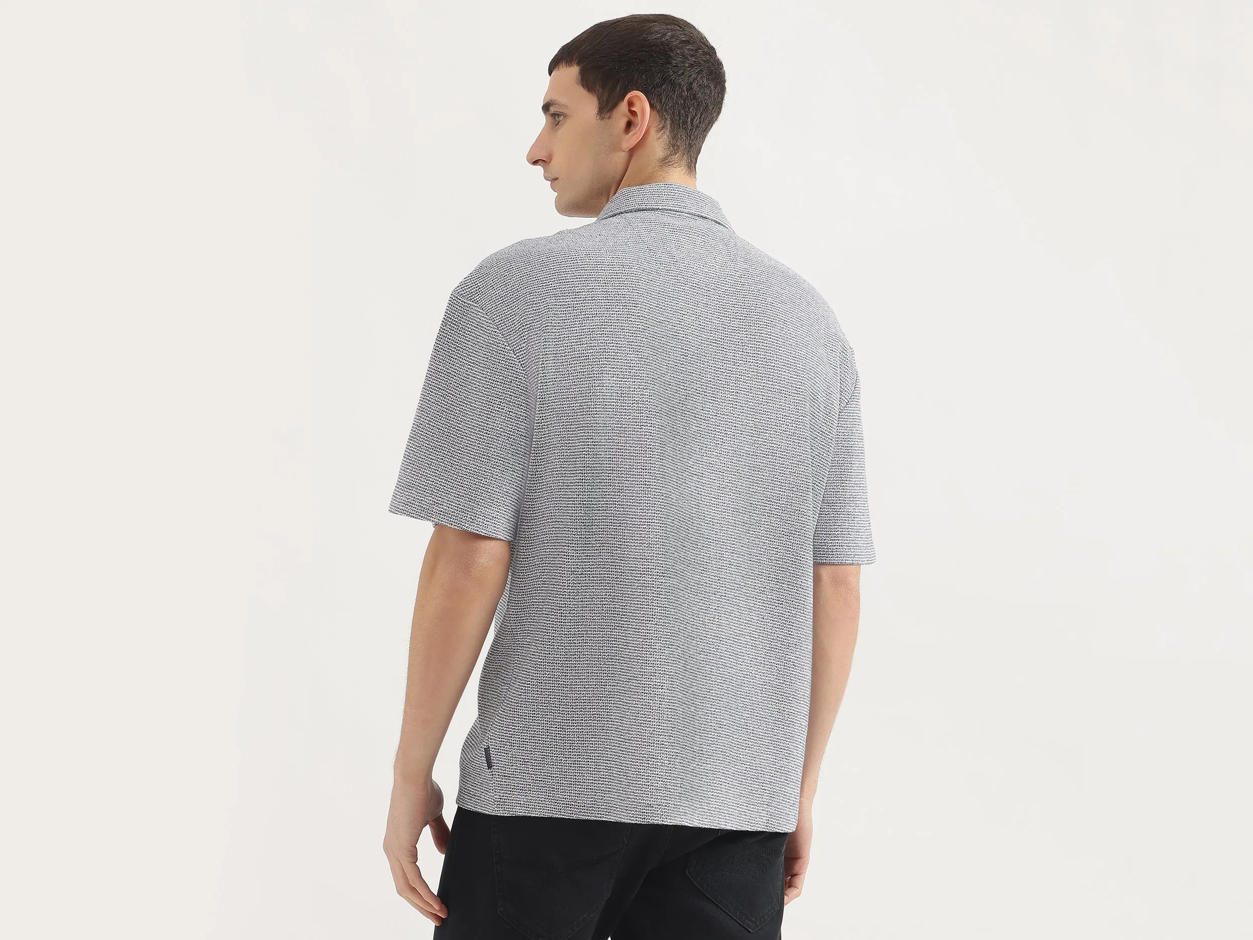 Oversized Fit Cuban Collar Patterned Shirt