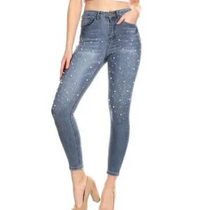 Pearl Detail Skinny Jeans